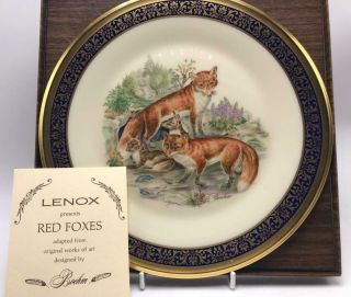 Red Foxes Woodland Wildlife By Lenox Boehm 1974 Collectible Plate 2nd Annual Box