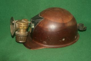 VTG M.  S.  A SKULLGARD MINERS HAT WITH GUYS DROPPER CARBIDE LAMP Inv RB01 2