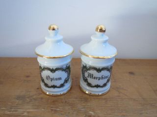 Opium And Morphine Apothecary Jars / Pharmacy Pots French Limoges Porcelain