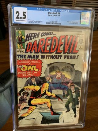 Daredevil 3 Cgc 2.  5 Marvel 1964 1st Owl White Pages Silver Age Key Comic Book
