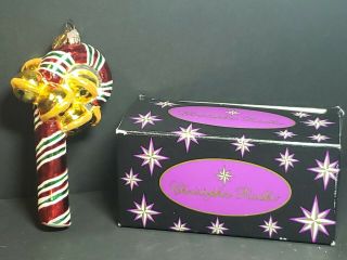 Christopher Radko Jingle Bell Twist 102980 Very Rare 5.  5 " Candy Cane Bells Box