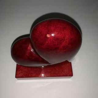 Alabaster Red Heart Bookend Hand Carved by Ducceschi Italy 6.  25” Marble 3