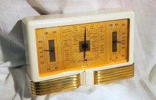 1927 Taylor Stormoguide Art Deco Barometer Thermometer Hygrometer Bakelite Wht