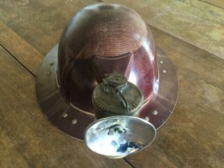 Vintage 1920s - 30s Full Brim Mining Helmet W/ Guy 