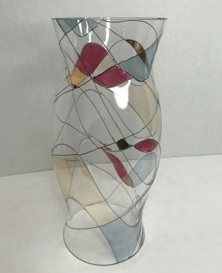 Partylite Mosaic Calypso Hurricane Shade Stained Glass Candle Cylinder 11.  5 " Euc