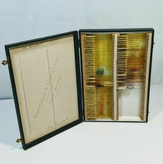 Vintage Specimen Glass Microscope Prepared Slides Biology 75 Labeled