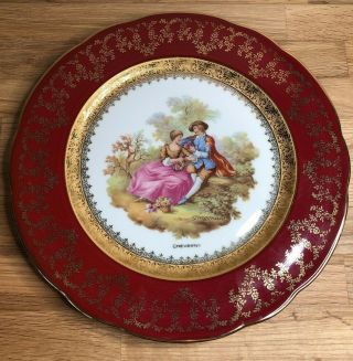Porcelaine Limoges France Collector Plate Courting Couple Cheverny Fragonard