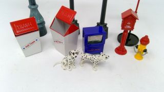 Group of Hallmark Kiddie Car Classics Street Signs Trash Cans,  Fire Dogs etc 3