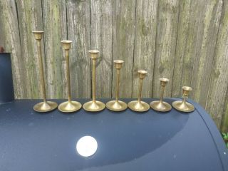 Set Of 7 Graduated Brass Candlesticks Candle Holders