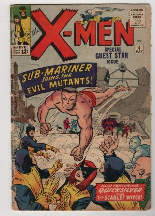 X - Men 6 (1964 Marvel) Fr/gd 1st Silver Age Sub - Mariner