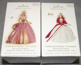 2009 & 2010 Celebration Barbie Hallmark Ornaments 10 & 11 Special Edition