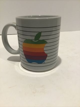 Vintage 1980s Apple Macintosh Computers Rainbow Logo Ceramic Coffee Tea Mug Cup