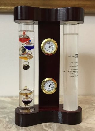 Desktop Weather Station Galileo Thermometer Storm Glass Hygrometer Clock