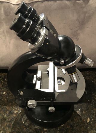 Vintage Rare Carl Zeiss Binocular Microscope Winklel Germany With 4 Objectives 2