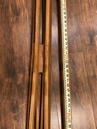 Vintage Transit Level Wooden Measuring Stick & Wood Tripod