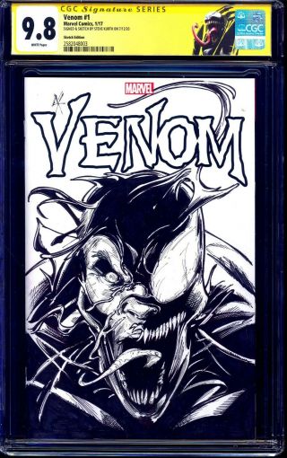 Venom 1 Blank Cgc Ss 9.  8 Eddie Brock Sketch By Steve Kurth Nm/mt