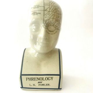 Phrenology L.  N.  Fowler Ludgate Circus London Porcelain Bust Head 12 "