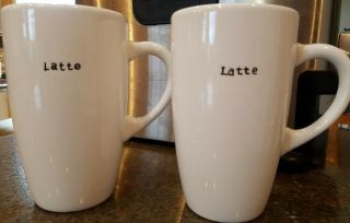 Pottery Barn Great White Latte Mugs Set Of 2 Coffee House Cups Tall Exc.  Cond.