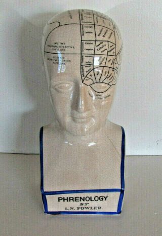 Vintage Phrenology Porcelain L.  N.  Fowler Psychology 13 " Bust Head Model Figure