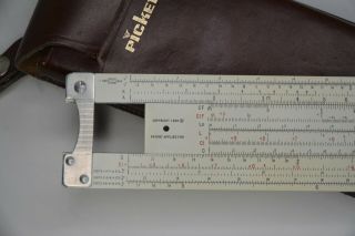 Vintage Early 1960 ' s Pickett Model N3 - T Power Log Slide Rule with Leather Case 2