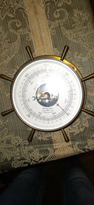 Vintage Airguide Weather Barometer Nautical Ship Wheel By Fee & Stemwedel Usa