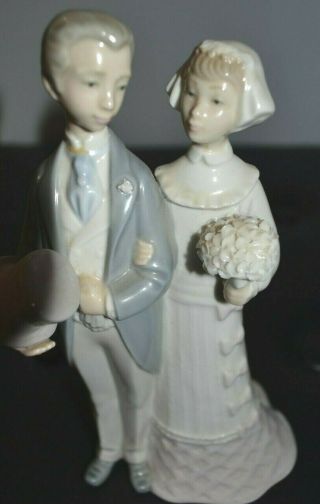 Lladro “bride & Groom” Glazed Porcelain Figurine 7 3/4 " X 4 " Retired 4808 Exc