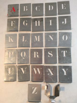Vintage Set Signmakers Metal Lettering Stencils - Complete Alphabet 20mm France