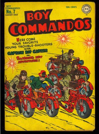 Boy Commandos 7 Simon & Kirby Wwii War Cover Art Dc Comic 1944 Vg