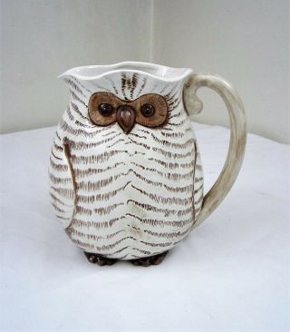Fitz And Floyd Owl Ceramic Earthenware Teapot Pitcher Container Japan Ff Vintage