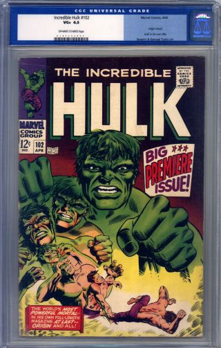 Incredible Hulk 102 Cgc 4.  5 Tuska,  Severin,  Premiere Issue,  Origin Retold