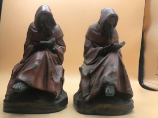 Red Robed student monk bookends Pompeian Bronze clad,  Approximately 1925 2