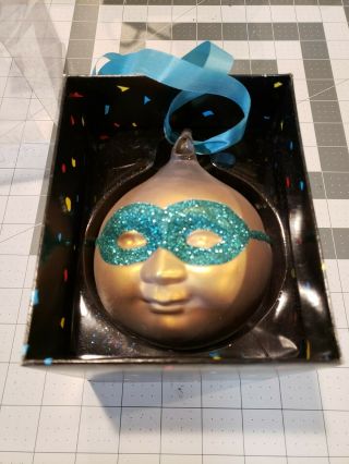 Dept 56 Cirque Du Soleil Mercury Glass Ornament Turquoise Mask
