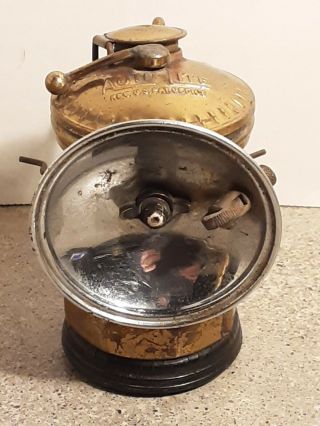 Vintage Carbide Miners Lamp Brass Auto - Lite Universal Lamp