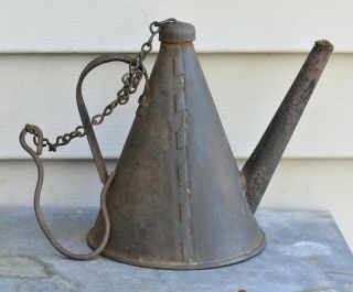 Antique/vintage P.  Wall Pittsburgh Mining Lamp Lantern W/ Chain & Hook Hanger