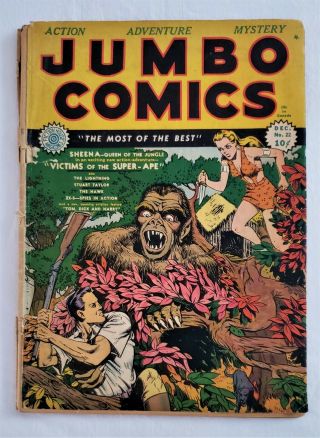Jumbo Comics Vol 1 22 1940 ‘sheena Of The Jungle’