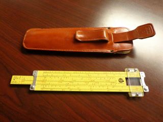 Pickett Model N600 - Es Speed Rule Metal Slide Rule W/ Leather Case Vintage