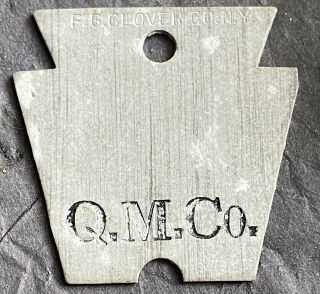 Quincy Mining Co Michigan Rare Steel Tag F.  G Clover Co Ny
