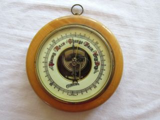 Vintage Colonial Barometer Glass Brass Wood Wall Hanging Made In Western Germany