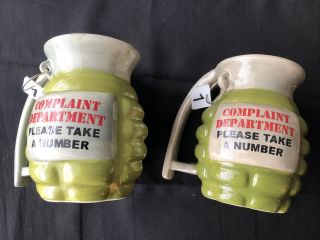 Grenade Design Mug Set Of 2 “complaint Department Please Take A Number”