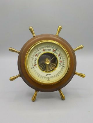 Vintage Jason Germany Barometer Nautical Ships Wheel W/stand Or Wall Mount Exc