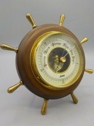 Vintage Jason Germany Barometer Nautical Ships Wheel w/Stand or Wall Mount Exc 2