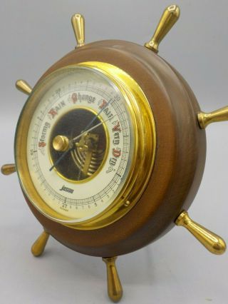 Vintage Jason Germany Barometer Nautical Ships Wheel w/Stand or Wall Mount Exc 3