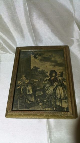 Vintage Reversible Mirror & Frame Picture: Unique/one Of Kind