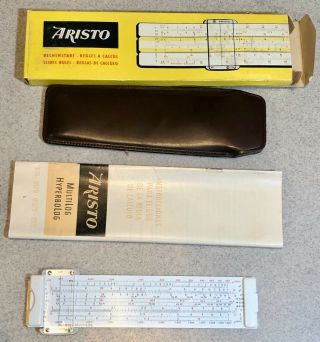 Vintage Aristo 870 Multilog Pocket Slide Rule W/ Leather Case Booklet & Box Mb