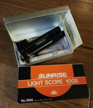 Vintage Sunrise Light Scope No.  1988 100x Optic Portable Microscope With Case Nos