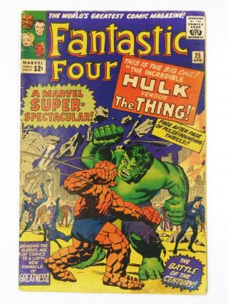 Fantastic Four 25 Marvel Comics 1964 Hulk Thing Captain America 2nd S.  Age App