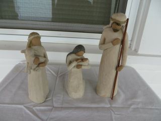 Willow Tree Demdaco Nativity Figurines Mary Joseph Girl W/ Lambt