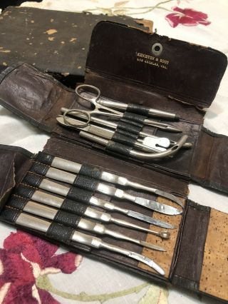 Vintage Dental Surgery Kit Leather Case.  Keniston & Root Los Angeles Physician
