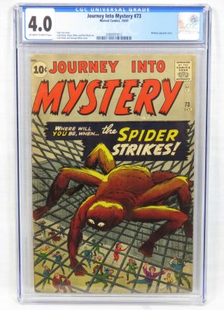 Marvel Comics Journey Into Mystery 73 Cgc 4.  0 Ow/wp Medusa Story Lee Kirby 1961