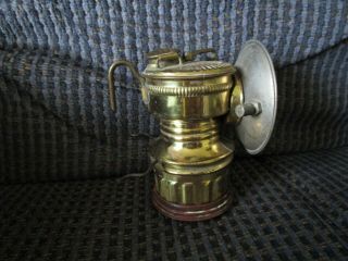 Brass Coal Miners Carbide Head Lamp Guys Dropper With Rubber Bumper Grip & Mount